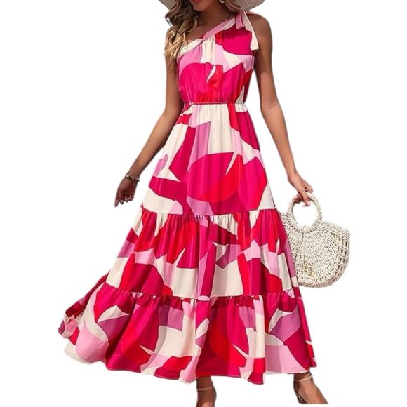 pretty garden Dresses & Skirts - NWT Pretty Garden Summer Floral One Shoulder Maxi Dress Size Large